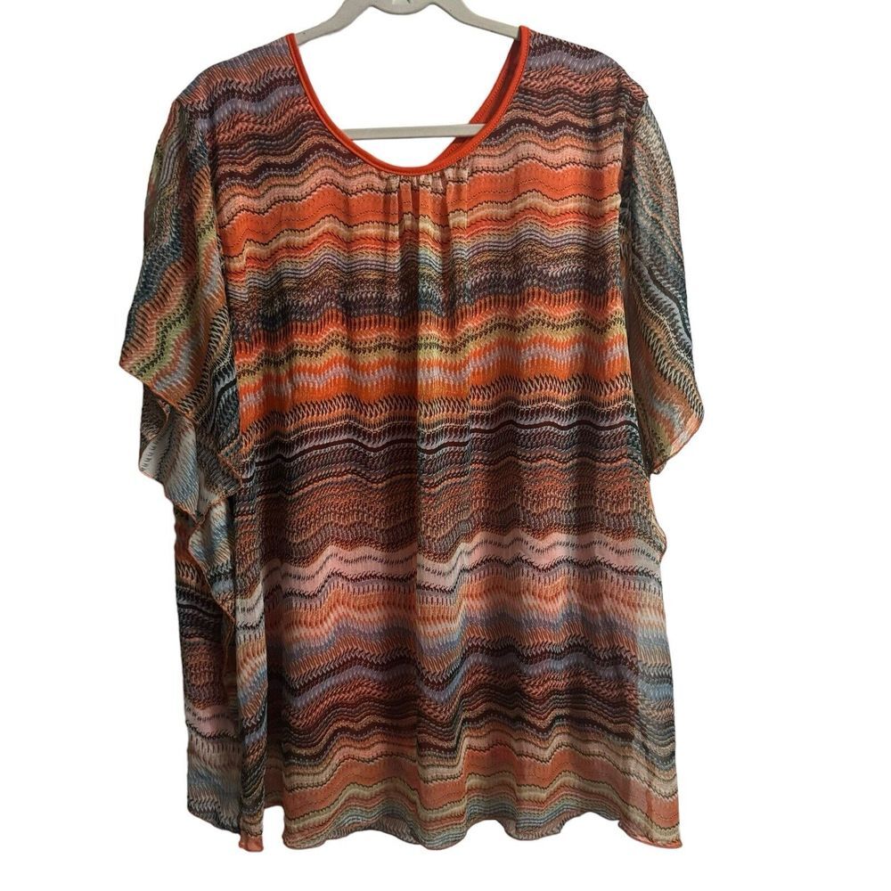C.O.C. Poncho Sheer Lined Blouse Top Women's 3XL Southwest Western
